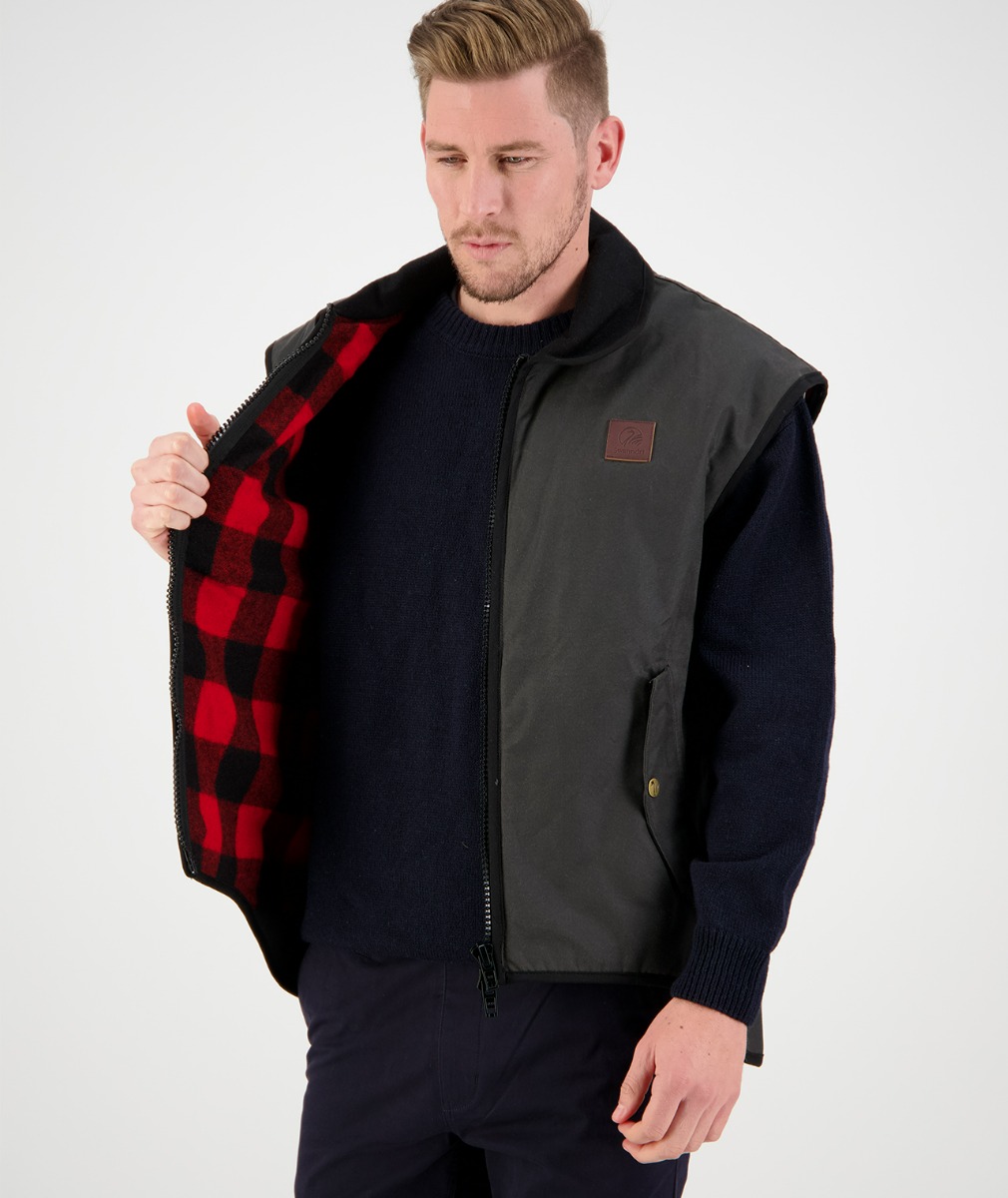 Men's Foxton Oilskin Vest with Wool Lining